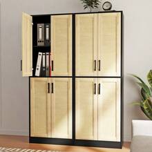 Tall Kitchen Pantry Storage Cabinet, Freestanding Storage Cabinet With 2 Rattan Doors And Adjustable Shelves Autonomous Sideboard  Accent Cabinet For Home Decor,Kitchen, Dining Room, Bathroom - Black03 - View 8