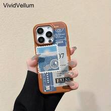 Funda para teléfono con textura de lichi y letras adhesivas azules. Compatible con phone 16 Pro Max, 16, 15 Pro, 14, 14 Plus, 13, 13 Pro, 12 Pro y 12 Pro Series. Resistente al desgaste y a las huellas dactilares. - Marrón - Ver 9
