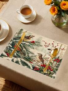 1 pieza Camino de mesa con diseño de pájaro navideño, Camino de mesa decorativo navideño, Camino de mesa tipo lino navideño, Camino de mesa, Camino de mesa, 1 pieza Camino de mesa, 4 piezas Individuales, 1 pieza Funda de cojín (Relleno no incluido), 3 productos disponibles, Decoración de hogar de temporada para interiores y exteriores, Suministros para fiestas de Navidad, Decoración navideña para el hogar, Decoración navideña para la habitación, Decoraciones para fiestas de Navidad - Multicolor - Ver 8