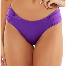 Paraiso da Lingerie High-Waisted, Wide, Ruffled, Thong Bikini Bottoms, Beach Panties - Màu tím - Xem 1