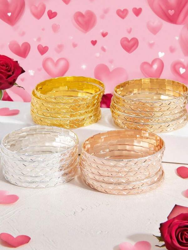 6 أساور معدنية هندسية فاخرة متعددة الاستخدامات للنساء