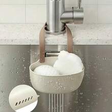 1pc Draining Rack, Hanging Basket, Home Sink Storage Supplies, Sink Single Double Draining Hanging Bag, Drying Rack, Sink Drain Rack, Soap Sponge Holder, Wash Cloth Organizer, Bathroom Soap Shelf, Home Kitchen Supplies