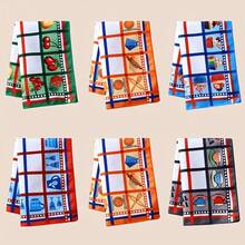 6-Piece Ins-Style High-Visibility Kitchen Towel Set | Fun Abstract Print, Soft And Highly Absorbent Dishcloth, Kitchen Cloth, Home Cleaning And Decoration - 6 Large Grids - View 11