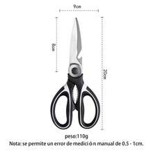 1 pieza Tijeras profesionales de cocina de acero inoxidable de 8 pulgadas, apropiadas para abrir botellas, escamar pescado, romper nueces y cortar huesos de pollo,Conveniente para la cocina y el hogar, puede cortar carne, verduras, materiales hechos a mano, ideal para la cocina - Negro - Ver 5