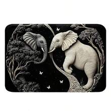 Anti-Slip, Washable Elephant & Tree Of Life Welcome Mat - Durable Polyester With Rubber Backing Entrance Rug For Living Room, Bathroom, Kitchen, Laundry, Patio - Perfect Home Decor - Con voi 1 - Xem 1