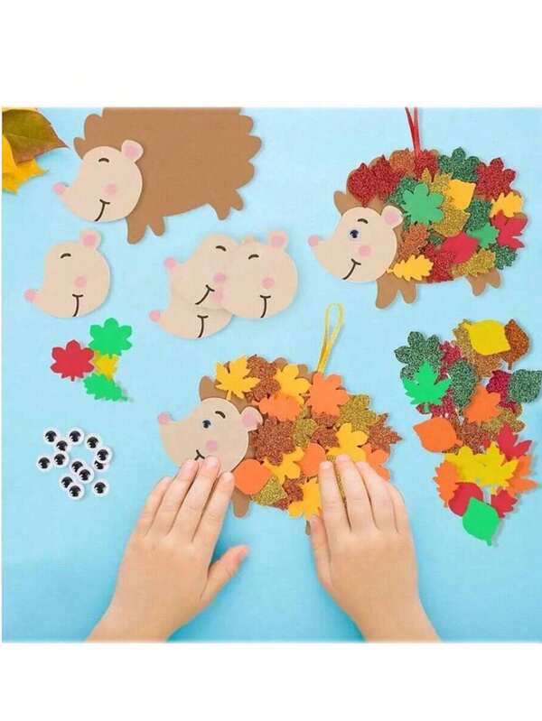 1 pacote de artesanato de ouriço - faça seus próprios adesivos de espuma de ouriço - faça você mesmo arte e artesanato de outono para artigos de festa, atividades artísticas, presentes de aniversário, decorações de outono e Ação de Graças