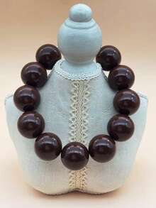 1 chiếc vòng cổ hạt cườm cỡ lớn phong cách Bohemian, thiết kế tối giản phóng đại dành cho phụ nữ, tiệc tùng và tụ họp, có sẵn màu hồng, đỏ tía, xám, xanh lam, xanh lá cây, vàng, tím, đen - vòng cổ - Xem 5