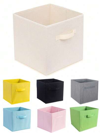 1pc Colorful Non-Woven Square Storage Box, Lidless Foldable Clothing/Item Storage Box, Multifunctional Storage Box, Storage Box With Handle, Toys, Books, Women's T-Shirt Storage Box, Foldable Drawer-Style Clothing Storage Box, Can Be Used To Store Fabrics On Window Wardrobe Storage Rack, Used To Store Clothes, Sweaters, Underwear, Bras, Suitable For Autumn And Winter Decoration,Christmas Decorations Home