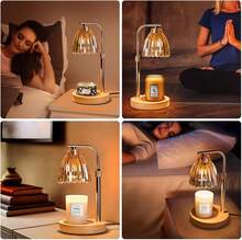 Lampara Calentadora de Velas, Altura Ajustable Lámparas Aromatizantes Temporizador Lampara Calentadora de Velas con 2 bombillas, 4 Niveles de Brillo Ajustables lampara para calentador de velas - negro - Ver 5
