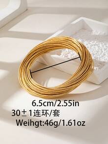 3 Sizes Available: 30pcs/Set, 50pcs/Set, 77pcs/Set Matte Gold Tone Coil Bangle Bracelet, Designed For Women, Suitable For Party, Holiday, Jewelry Accessory (Note: The 50pcs Set Is Shown In The Main Image, The 77pcs Set Has A Better Wearing Effect, The 30pcs Set Has Slightly Different Wearing Effect, And The Product Color May Vary Slightly Under Different Lighting Conditions, Suitable For Different Wrist Sizes)