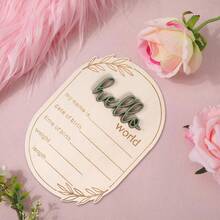 1pc "HELLO WORLD" Baby Birth Announcement Sign, Wooden 3D Heart Letter Baby Name Plaque, Christening Supplies For Newborn, Valentine's Day Gift Baby Shower Easter Gifts Things For Girls/Boys - Multicolor - View 4