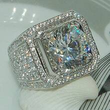 European And American Fashion Ring Domineering Men's Style Diamond Ring Full Diamond Micro Inlay Hand Jewelry - Bạc - Xem 1
