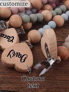 1 Personalized Pacifier Clip Custom Baby Pacifier Clip DIY Custom Name Mouth Clip Mouth Chain - Friend Gift/Comfort Gift/Wooden Chain Gift/Holiday Gift/Birthday Gift/New Year Gift, First Gift, Super Cute ,Sequins Colorful,Cute,Adorable,Funny,Kawaii Custom,Personalized,Unique,Customized Ideal Gifts For Him