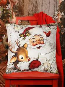 4pcs Vintage Style Christmas Decorations, Santa Claus & Reindeer Pattern Christmas Ornaments, Christmas Sofa Decor, Home Christmas Decor, Christmas Party Supplies, Bedroom Decor, Living Room Decor, Home Decor, Chair Decor, Sofa Decor, Bed Decor, Christmas Gift, 2026 New Year Decor - Vintage Santa Claus & Elk - View 9