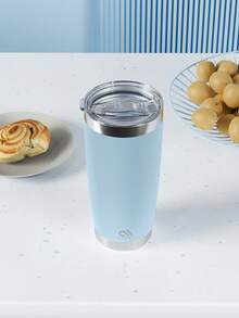 20 盎司辦公室咖啡杯，304 不銹鋼真空保溫杯，帶蓋，水瓶，非常適合冷熱飲品，非常適合旅行和戶外使用，送給女士、媽媽、最好的朋友、新娘、伴娘禮物、白色女婢的生日禮物禮物，白茶杯，母親節，情人節，新年禮物 - 藍色 - 查看 7