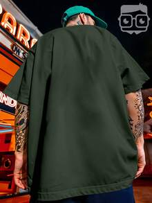 Oversized Streetwear Academia Lisa Premium 100% Cotton T-Shirt NERD VEST - 軍綠色 - 查看 8