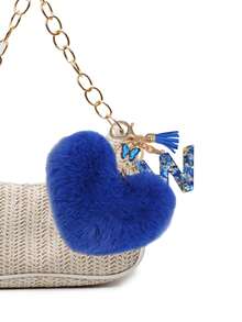 Chaveiro com Letra de A a Z, Chaveiro de Resina com Coração Azul e Bola de Pelúcia Azul, Design de Coração, Pingente de Corrente, Decoração Pendente para Mochila, Decoração Pendente para Carro, Presente para Mulheres e Meninas, Presente do Dia dos Namorados, Pingente de Bolsa, Natal, Presente de Festa de Halloween, Leve e Durável - Ideal para Mulheres e Meninas, Transporte, Estudo, Férias, Piquenique, Camping, Atividades na Praia - Presente Perfeito para Dia das Mães, Amizade, Aniversário - Multicolorido - Visão 4
