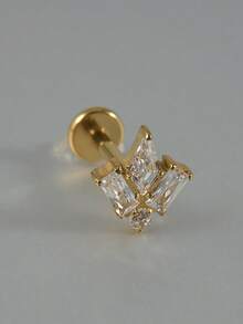 1PC G23 Solid Titanium Cz Flower Cartilage Earrings Stud 16G Internal Threaded Marquise Zirconia Helix Ear Tragus Piercing Body Jewelry