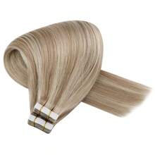 150grams Tape In Hair Extensions Human Hair,#60 Platinum Blonde 16-26inch,20Pcs/50Grams,100% Brazilian Remy Tape Ins Real Human Hair Extension,Christmas Birthday Gift For Women, Perfect For Daily Party & Wedding Use, 4-5 Packs To Add Length & Volume - S12/16/613 - 查看 4