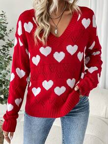 Women's Plus Casual Comfortable Romantic Vintage Modern Commute Office Teacher Minimalist Hollow V-Neck Knit Sweater, Suitable For Home, School, Vacation, Date Night, Holidays, Daily Wear, Travel, Country Music Concerts, Christmas, New Year, Airport, Spring, Autumn, Winter
