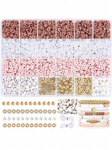 Polymer Clay Beads Kit, Mix Colors Soft Flat Polymer Clay Beads Kit For Jewelry Making, DIY Bracelet Necklace Birthday Gifts Craft Supplies