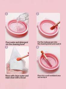 1pc Portable Cleaning Brush, Silicone Foldable Cleaning Bowl, Makeup Tool Cleaning Bowl, Powder Puff, Beauty Tool, Cleaning Pad, Multi-Color Available, Face Mask Cleaning Bowl, Portable Cleaning Tool, Suitable For Cleaning Brushes, Powder Puffs And Sponges, Foldable Silicone Makeup Brush Cleaning Bowl, Portable Makeup Brush Cleaning, Beauty Brush Cleaning Drying Washing Tool