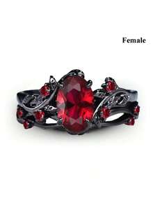 1 pieza Anillos de pareja románticos para amantes, conjunto de anillos de mujer con rhinestones rojos y circonita, anillos de acero inoxidable para hombre, anillos de boda - Anillos de hombre - Ver 5