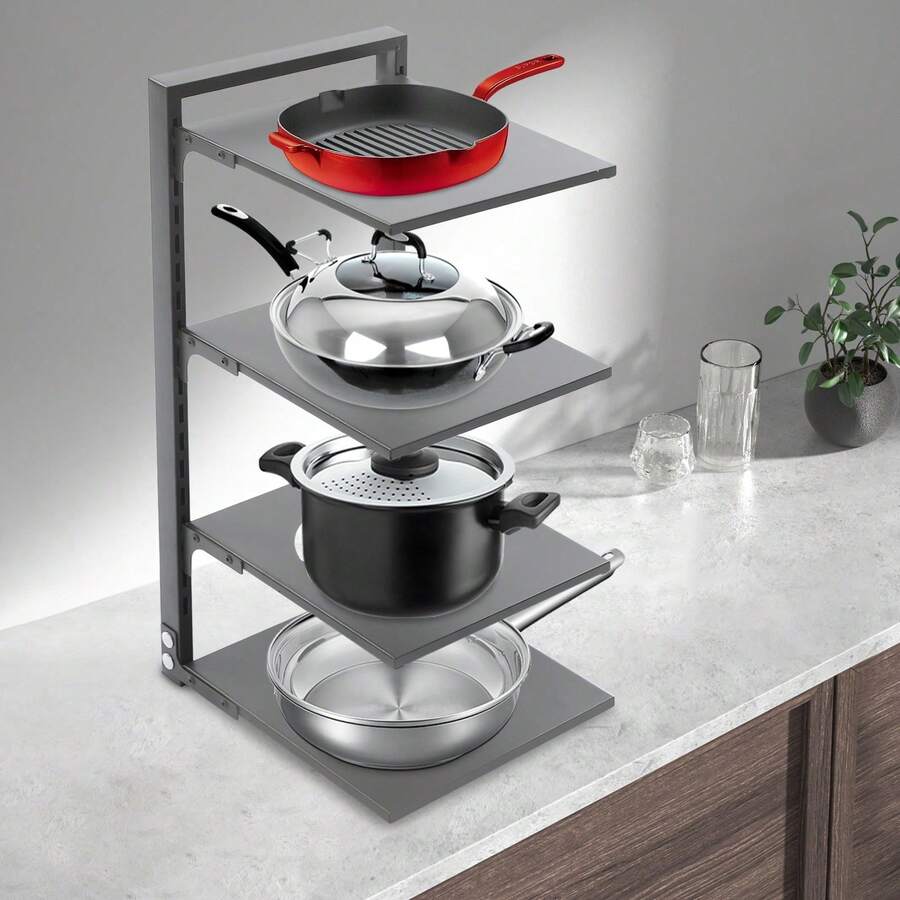 Pot Rack Organizer Pot And Pan Stand Rack Pot Lid Holder - Grey - View 1