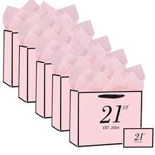 1套/2套/5套，黑色30岁/40岁/50岁生日礼品袋，带卡片和薄纸，适合男士女士，1995/1985/1975年30/40/50岁优雅黑金周年纪念派对礼物购物纸袋，用于礼品包装 - 彩色 - 查看 10