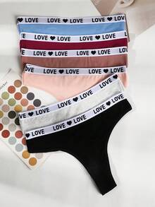 Paquete de 6 tangas sin costuras para mujer, body sexy tipo tanga, lencería transpirable y cómoda de cintura media y elástica - Multicolor - Ver 4