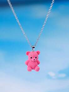 Uroczy naszyjnik z wisiorkiem w kształcie misia z kreskówki, kreatywna biżuteria dla studentów, naszyjnik w stylu hip-hopowym.