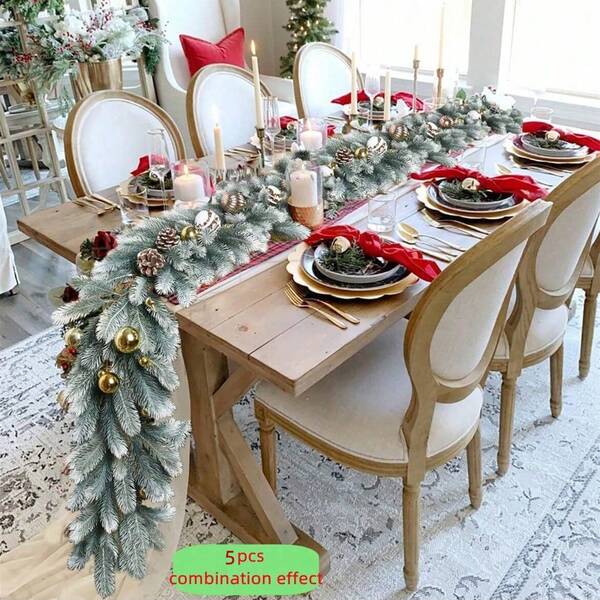 1pc/3pcs 6.23ft/75inch Home Decor Artificial Christmas Pine Tree Garland, Christmas Room Decoration Artificial Pine Cone Vines, Ation UV Protection Hanging Artificial Pine Tree Garland Vines, Christmas Home Decor, Winter Green Garland Holiday Season Mantel Table Runner Centerpiece Christmas Decorations