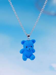 Uroczy naszyjnik z wisiorkiem w kształcie misia z kreskówki, kreatywna biżuteria dla studentów, naszyjnik w stylu hip-hopowym.