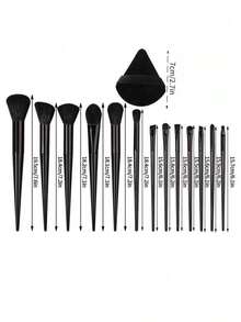 Ensemble de 14 pinceaux de maquillage professionnels avec poils en nylon et manche en ABS | Comprend un pinceau, un pinceau de contour, un pinceau de mélange, un pinceau à ombre à paupières et une houppette triangulaire en velours pour tous les types de peau. Le cadeau parfait pour la Saint-Valentin et la Fête des Mères