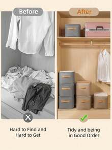 Caixa organizadora de roupas cáqui, cesto dobrável de tecido não tecido de grande capacidade para calças, pode ser usado para guardar roupas, calças, acessórios de decoração, decoração de festas, decoração de quarto, decoração de casa, decoração de quarto, calças sociais, jeans, saias, organizador, camiseta branca feminina, vestido, roupas de inverno femininas, vestidos elegantes femininos, camisa branca feminina, manga comprida, macacão branco feminino, decoração de Natal. - Caqui - Ver 6