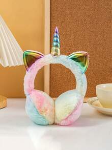 Unicorn Children's Thermal Earmuffs - Winter Cold-Resistant Faux Rabbit Fur Earmuffs, Over-The-Head Adjustable Ear Warmers - Marled Color Earmuffs Shipped Randomly