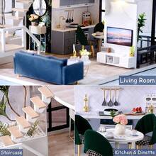 DIY 复式公寓小屋微型娃娃屋套件 1:24 比例，带家具和木制配件 - 适合青少年成人的创意建筑模型小屋，完美的阁楼生日圣诞礼物 - 彩色 - 查看 9
