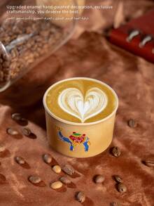 1pc Thick Ceramic Espresso Cup With Camel Decor (Exclusive Upgraded Version ~ Enamel Design), Creative Ceramic Gift Souvenir, Middle Eastern Latte Cup, Suitable For Daily Use ~ Saudi National Day ~ Saudi National Day Supplies Distribution ~ Saudi Coffee Cup ~ National Day ~ Cup ~ Coffee Cup ~ Tea Cup ~ Middle East