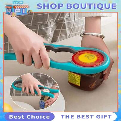 2/1pc Multifunctional 4-In-1 Jar Opener,Jar Gripper,Lid Opener,Can Opener,Bottle Opener, Easy To Use For Children, Elderly- Kitchen Gadget For Easy Access To Jars And Cans, Efficient Convenient Time-Saving Can Opener Tool
