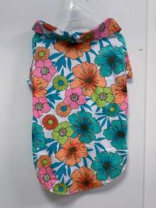 1 Stück Haustier Hawaii Blumenhemd, geeignet für alle Jahreszeiten, modisch & stylisch für kleine/mittlere Pudel, Teddys, Katzen, Hunderassen wie Pomeraner, Schnauzer, Chihuahua, Shih Tzu, Anti-Fellverlust & Sonnenschutz, Strand-/Street-Style