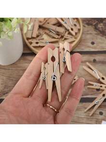 10/50pcs 2.54cm Natural Wooden Mini Clothespins With Rope, Mini Clothes Pegs For Photos, Crafts, Artworks, Cocktails(Without A Rope) - Wood Color - View 9