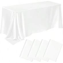 4 khăn trải bàn hình chữ nhật bằng vải satin kích thước 58 x 102 inch, chống bẩn và nhăn, có thể giặt được, vải mịn, khăn trải bàn bằng vải satin bóng thích hợp cho bàn ăn, đám cưới, sự kiện tiệc tùng (màu vàng hồng) - trắng - Xem 8