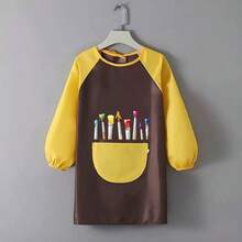 1pc Cute Bear Painting Pattern Apron, Painting Protective Apron For Girls And Boys, Cooking/Art Supplies - Multicolor - View 5