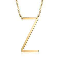 1pc Fashion Simple Elegant Lady Style Silver 26 Letters Large Letter Pendant Necklace