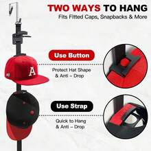 Hat Rack Door - Two-Way Hanging Caps With Display Hooks And Hanger, Hat Organizer Baseball Caps, Over Door Hat Storage Organizer Bedroom, Entrance Or Garage - 1 Pack - 1 包 - 10 個掛鉤 - 查看 3