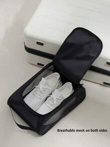 Personalized Name Travel Shoe Bag, Anti-Theft Basketball Football Shoe Bag, Portable Business Travel Shoe Bag, Shoe Bag Packaging, Dust-Proof Slipper Bag, Sports Shoe Bag, Outdoor Business Travel Waterproof Sports Shoe Bag, Breathable Mesh Football Shoe Bag For Men And Women, Practical Gift For Boyfriend/Girlfriend, Essential For Business Travel And Back To School - Black - View 5