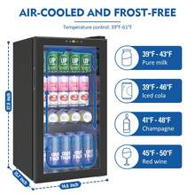 Artbros Compact Beverage Refrigerator, 3.2 Cu.Ft Mini Fridge With Glass Door, Adjustable Digital Temperature Control For Soda, Beer, Wine For Home, Office Or Bar - 查看 6