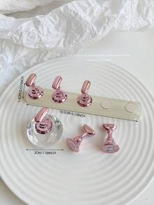 Set de decoración de arte de uñas 3D: 1 pieza de base hueca de acrílico + 5 piezas de puntas de uñas de color gelatina, con cristales de resina, cuentas, strass, efecto láser holográfico estilo coreano vintage, base de madera, 10 puntas de uñas doradas, gran regalo para niñas y mujeres