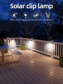 1/2 户外太阳能灯配有运动探测器和夹子，配备 24 个 LED/COB 灯泡，用于户外壁灯，为骑行提供夜间安全照明，配有锂电池，可整夜照明。 - 黑色 - 查看 6