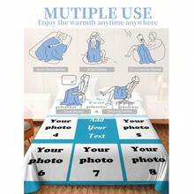 1 Peça Cobertor Personalizado com Foto, Cobertor Personalizado Feito de Tecido Macio e Felpudo, Colorido e Aconchegante - Adequado para Casa, Escritório e Acampamento, Uso Versátil - Presente Único e Fresco, Adequado para Ocasiões Especiais e Uso Diário, Presente Aconchegante para Amigos, Família e Entes Queridos